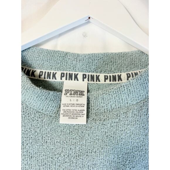Victoria’s Secret PINK Blue Terry Soft Oversized Mock Neck Sweatshirt Size L - Picture 4 of 6
